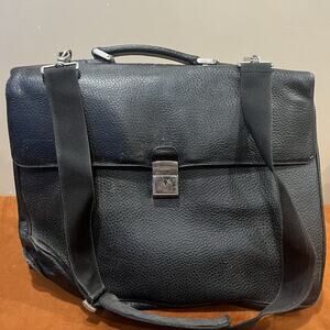 Vintage Ecco Mens Black Genuine Leather Computer Bag